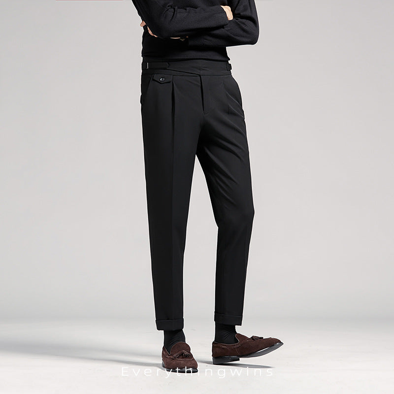 Men's Fashion Casual High Waist Slim Fit Suit Pants